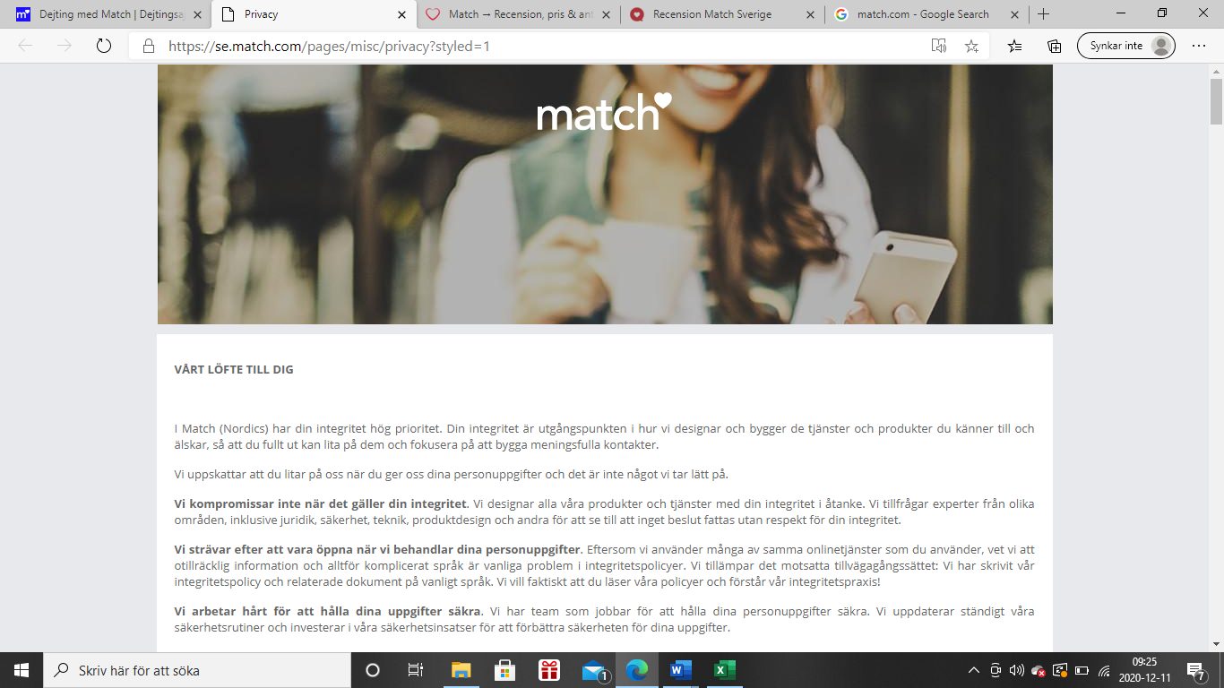 Helt säkert att registrera sig hos just Match idag